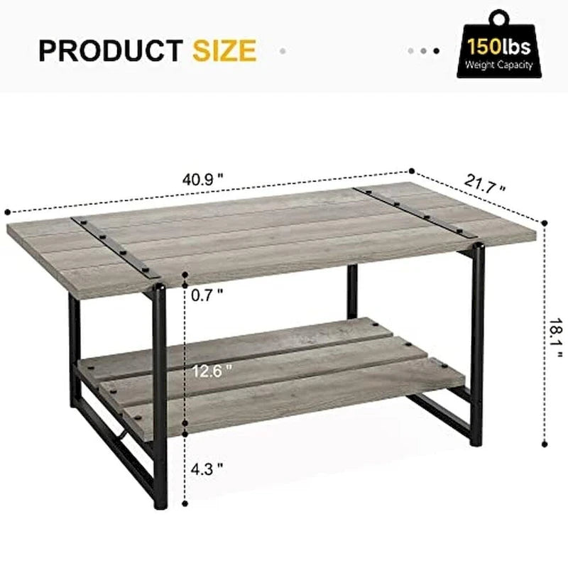 Grande table basse en bois à double plateau