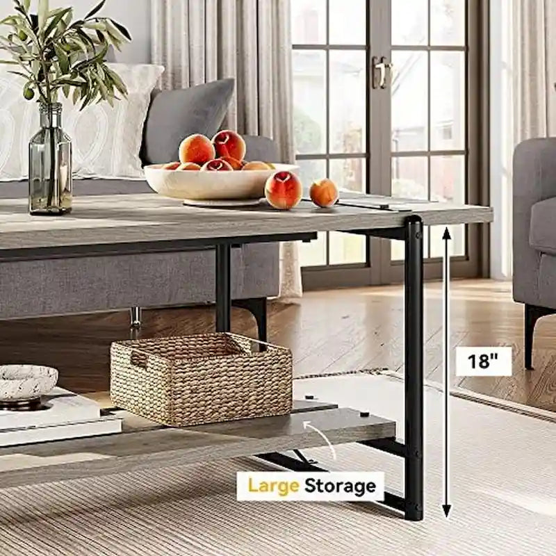 Grande table basse en bois à double plateau