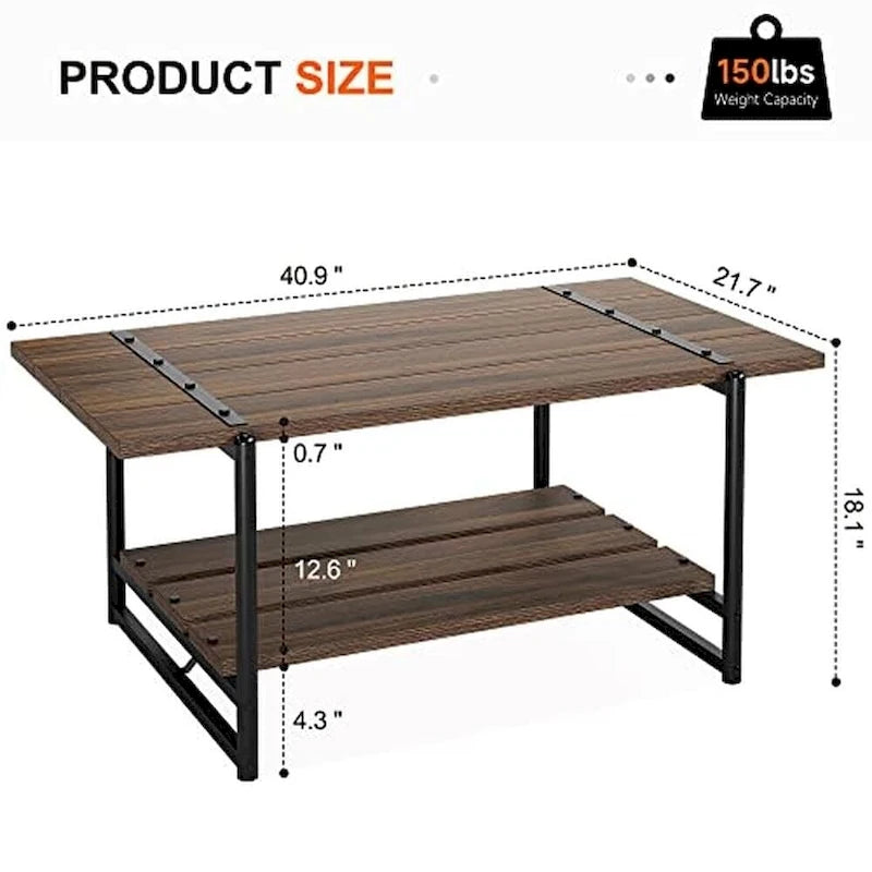 Grande table basse en bois à double plateau