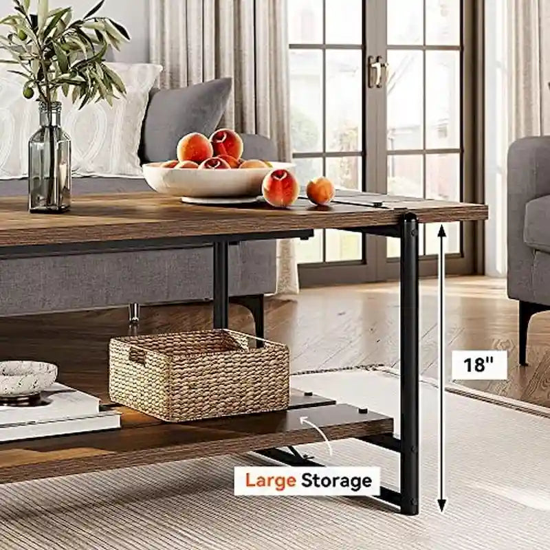 Grande table basse en bois à double plateau